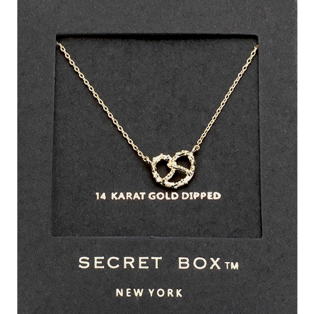14k Gold Dipped Pretzel Pendant Necklace